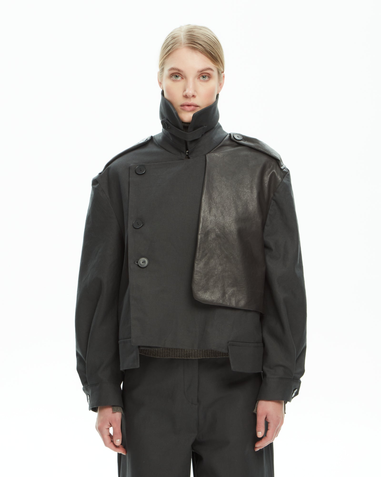 _MALLONI Giacca con inserti in pelle GRIGIO