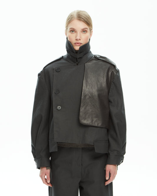 _MALLONI Giacca con inserti in pelle GRIGIO