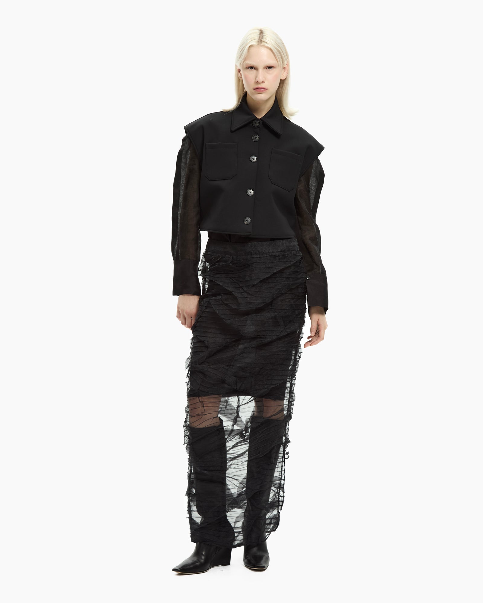 _MALLONI Blusa con maniche trasparenti NERO