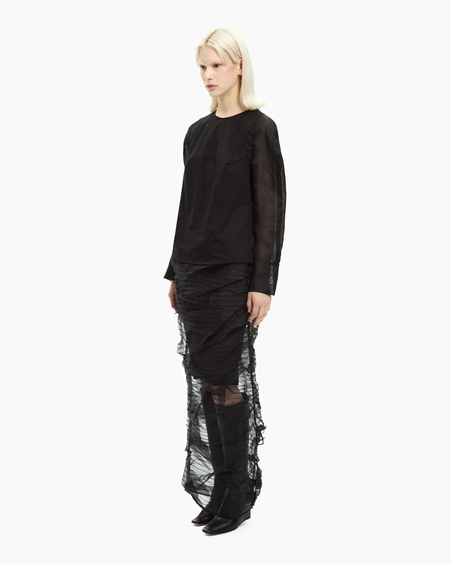 _MALLONI Blusa con maniche trasparenti NERO