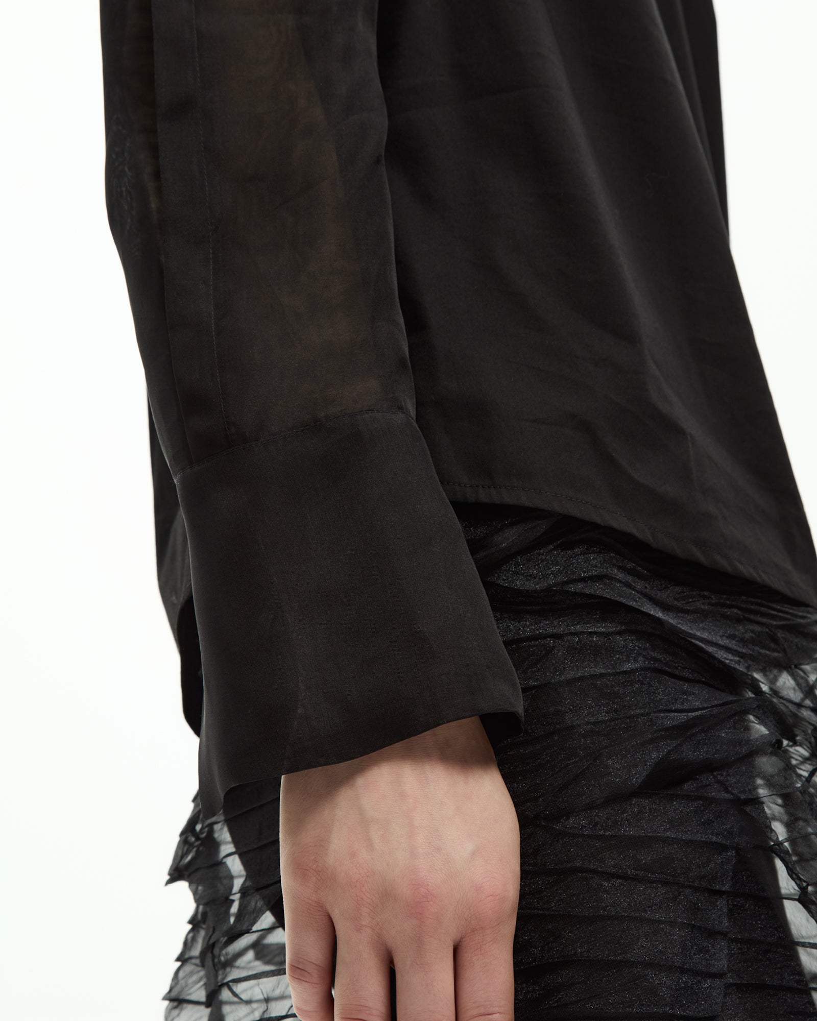 _MALLONI Blusa con maniche trasparenti NERO