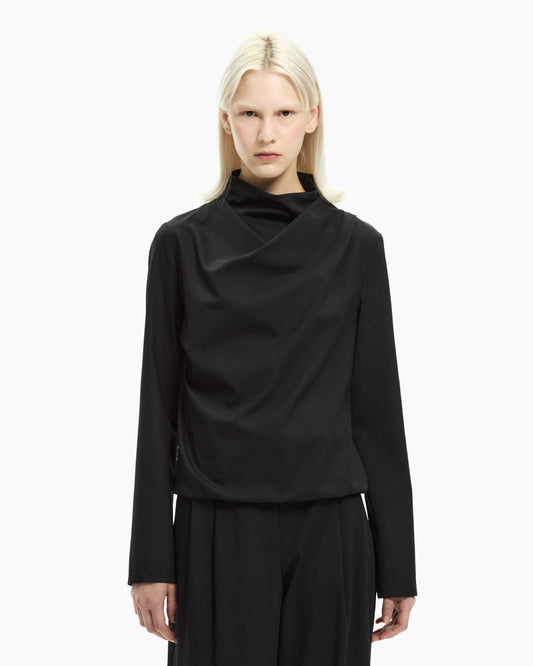 _MALLONI Blusa con collo drappeggiato NERO