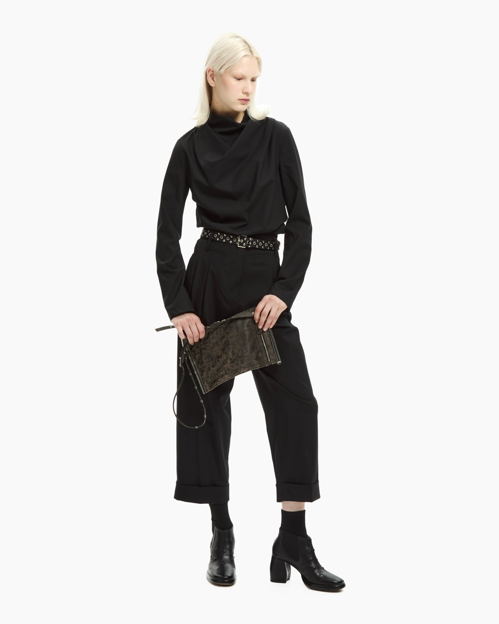 _MALLONI Blusa con collo drappeggiato NERO