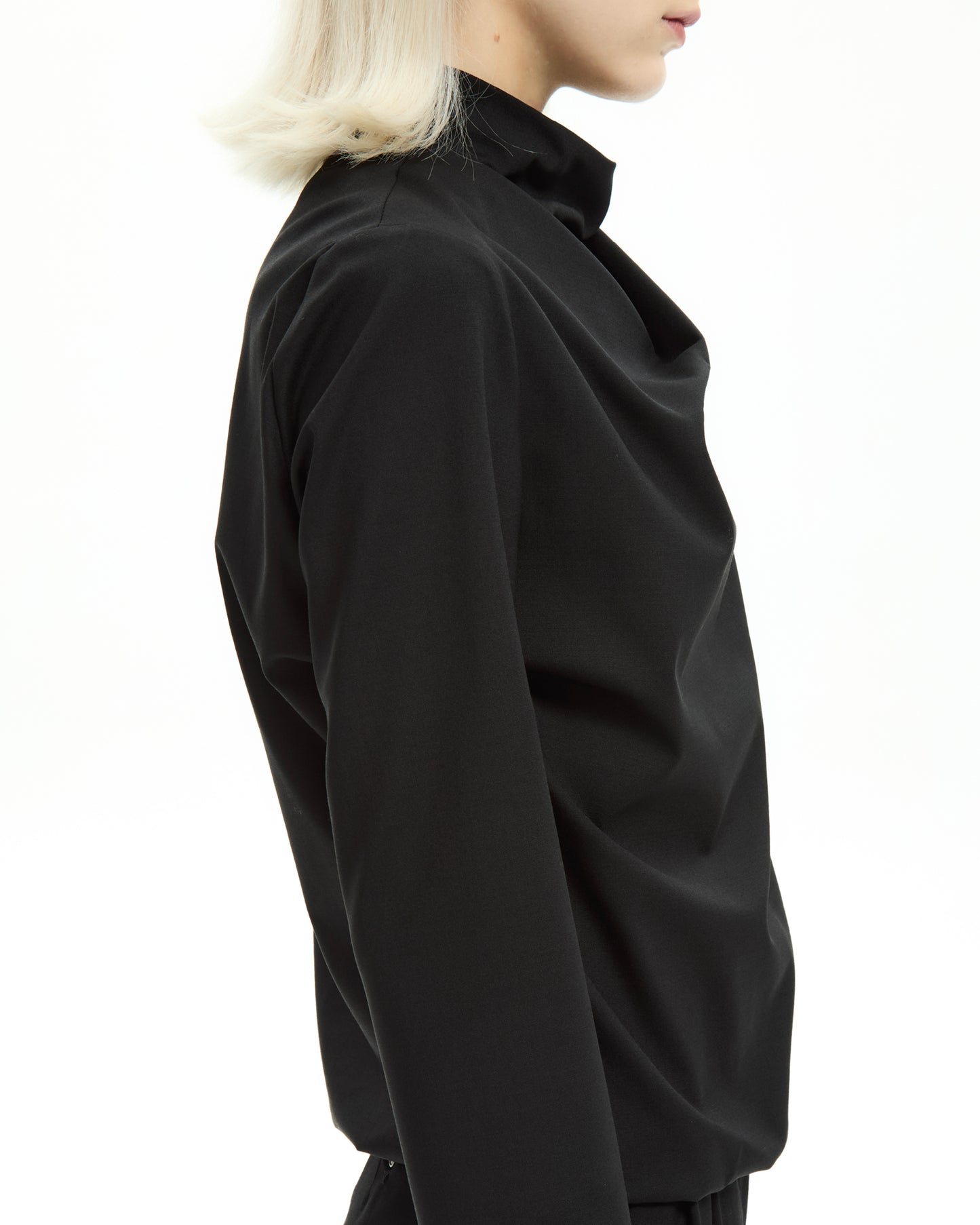 _MALLONI Blusa con collo drappeggiato NERO
