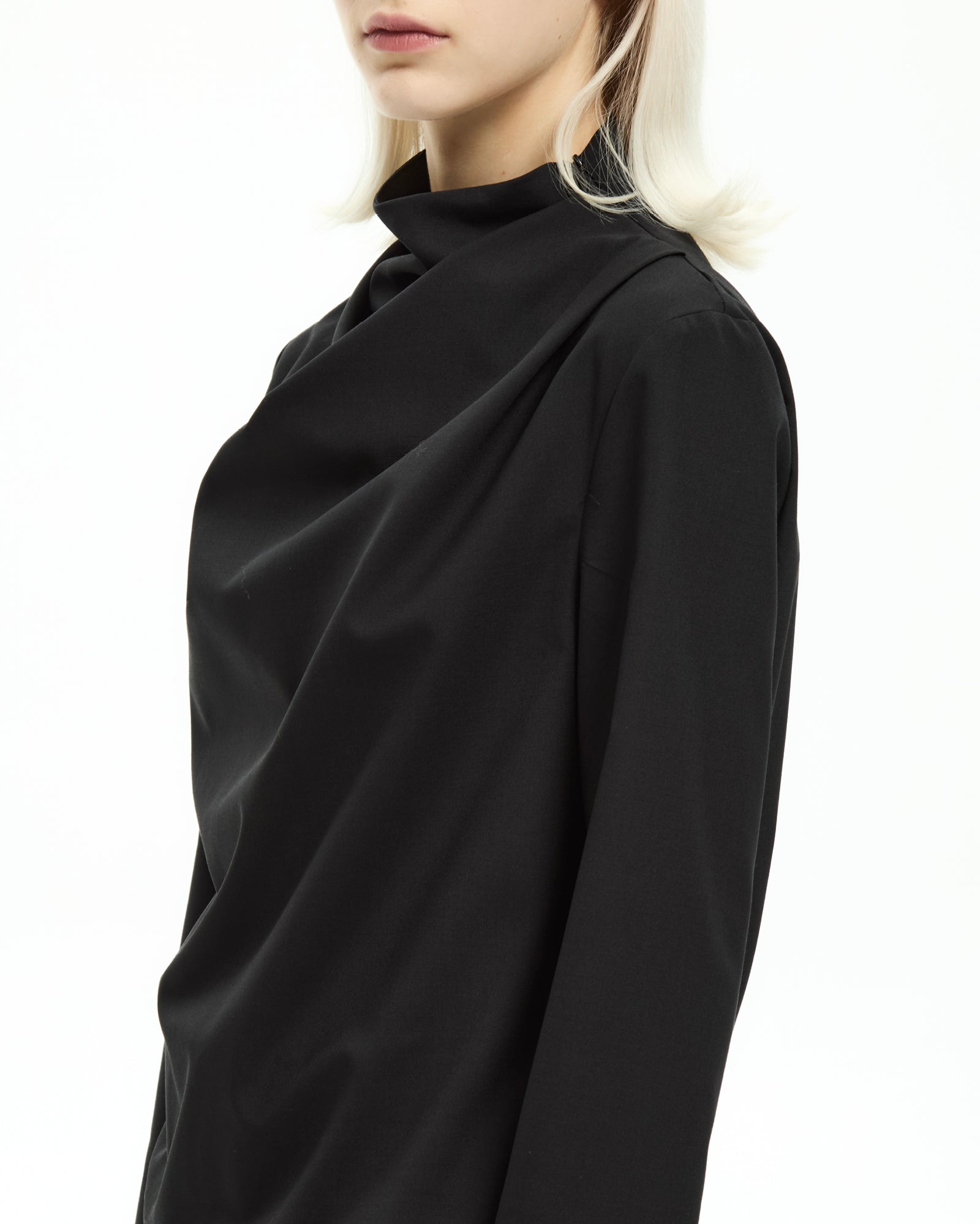 _MALLONI Blusa con collo drappeggiato NERO