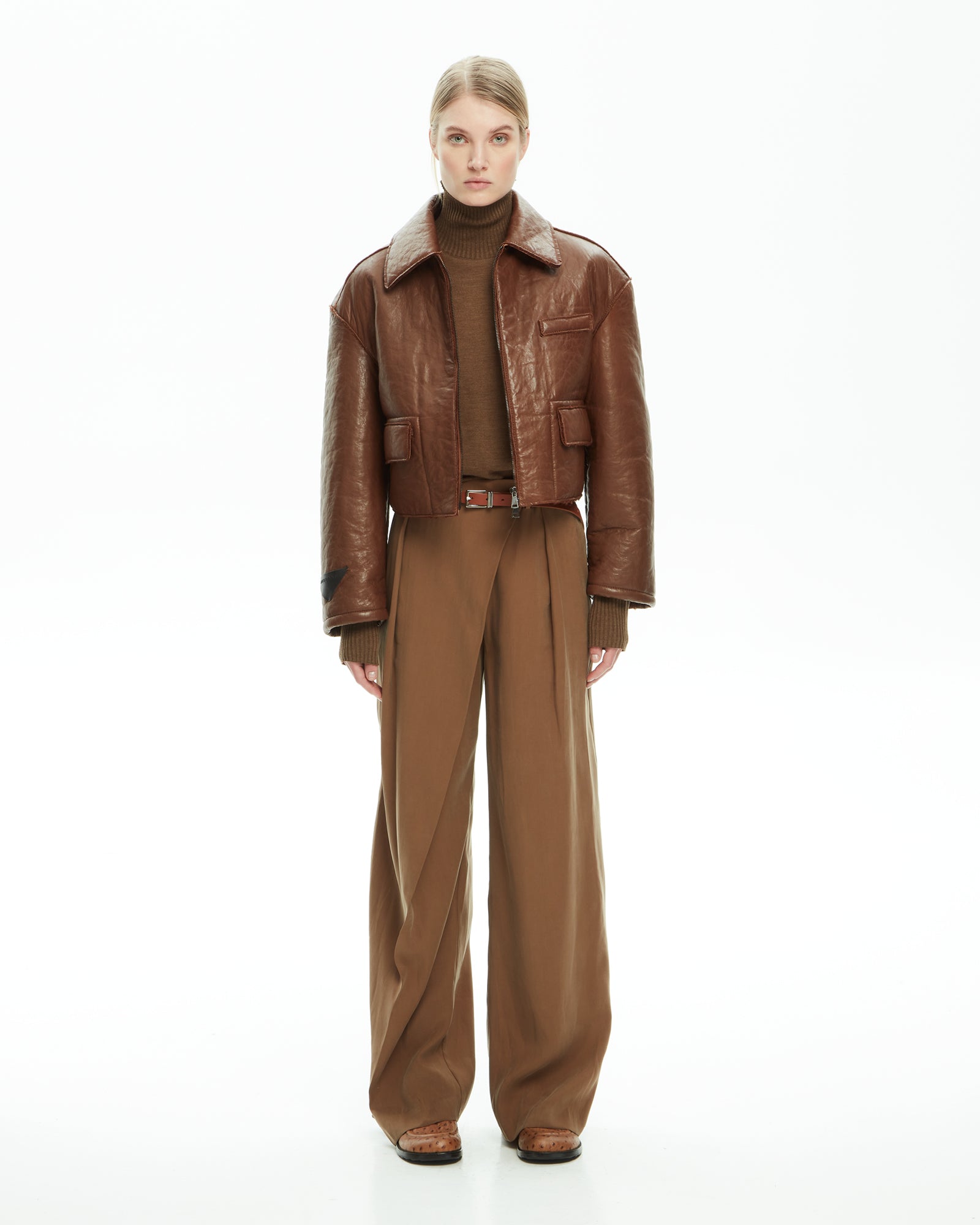 _MALLONI Pantalone con pieghe sartoriali MARRONE