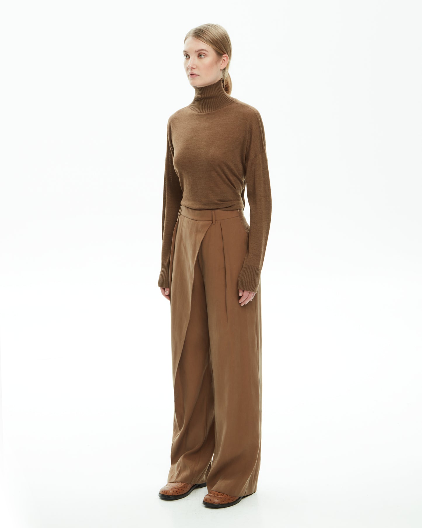 _MALLONI Pantalone con pieghe sartoriali MARRONE