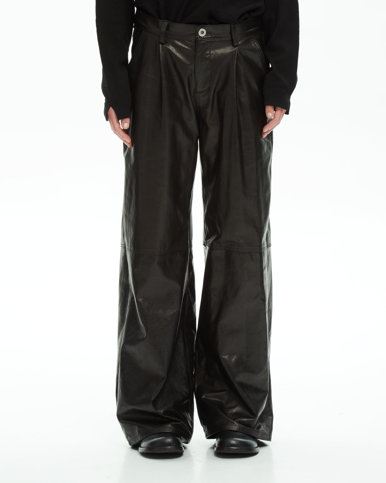 _MALLONI Pantalone in pelle GRIGIO