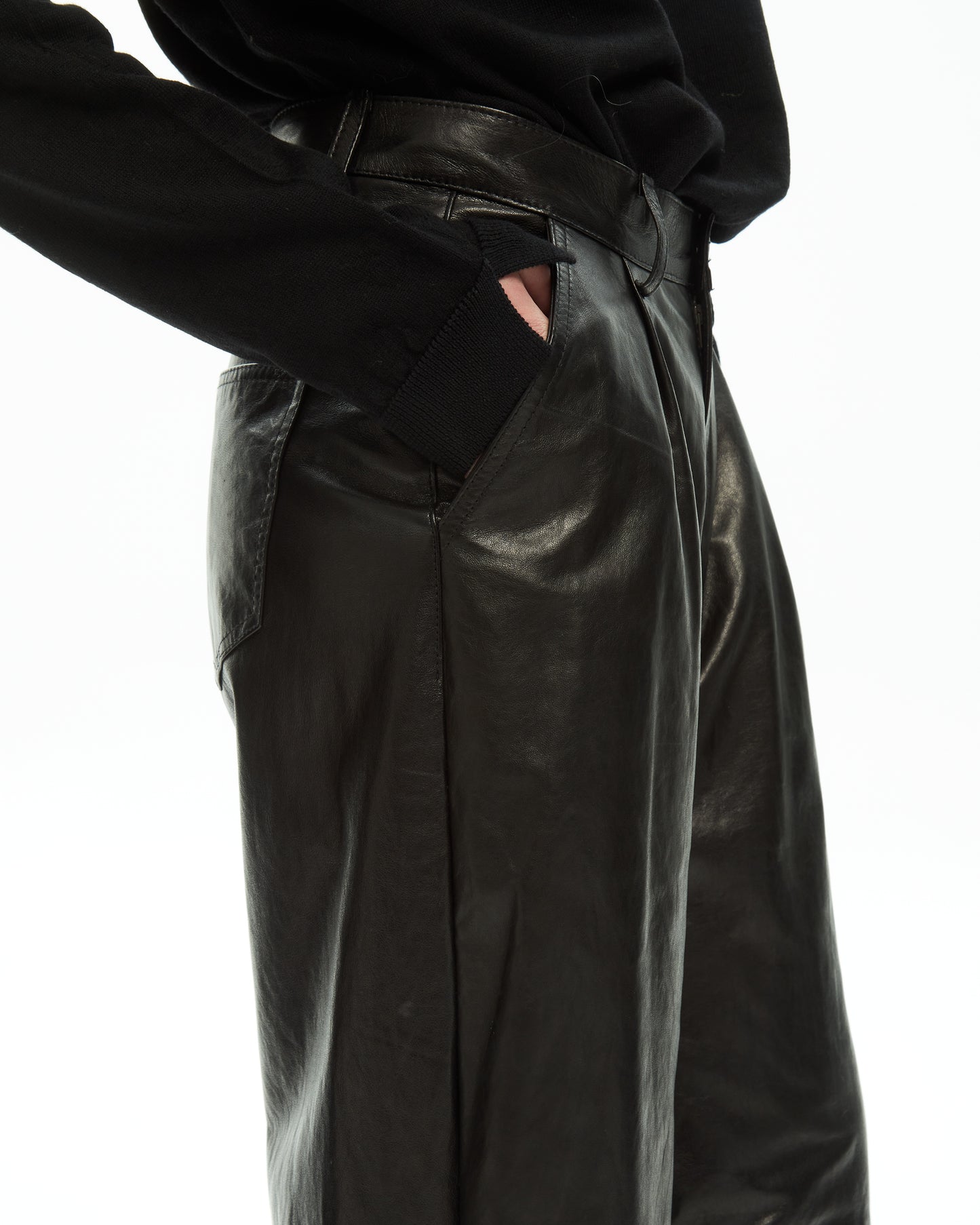 _MALLONI Pantalone in pelle GRIGIO