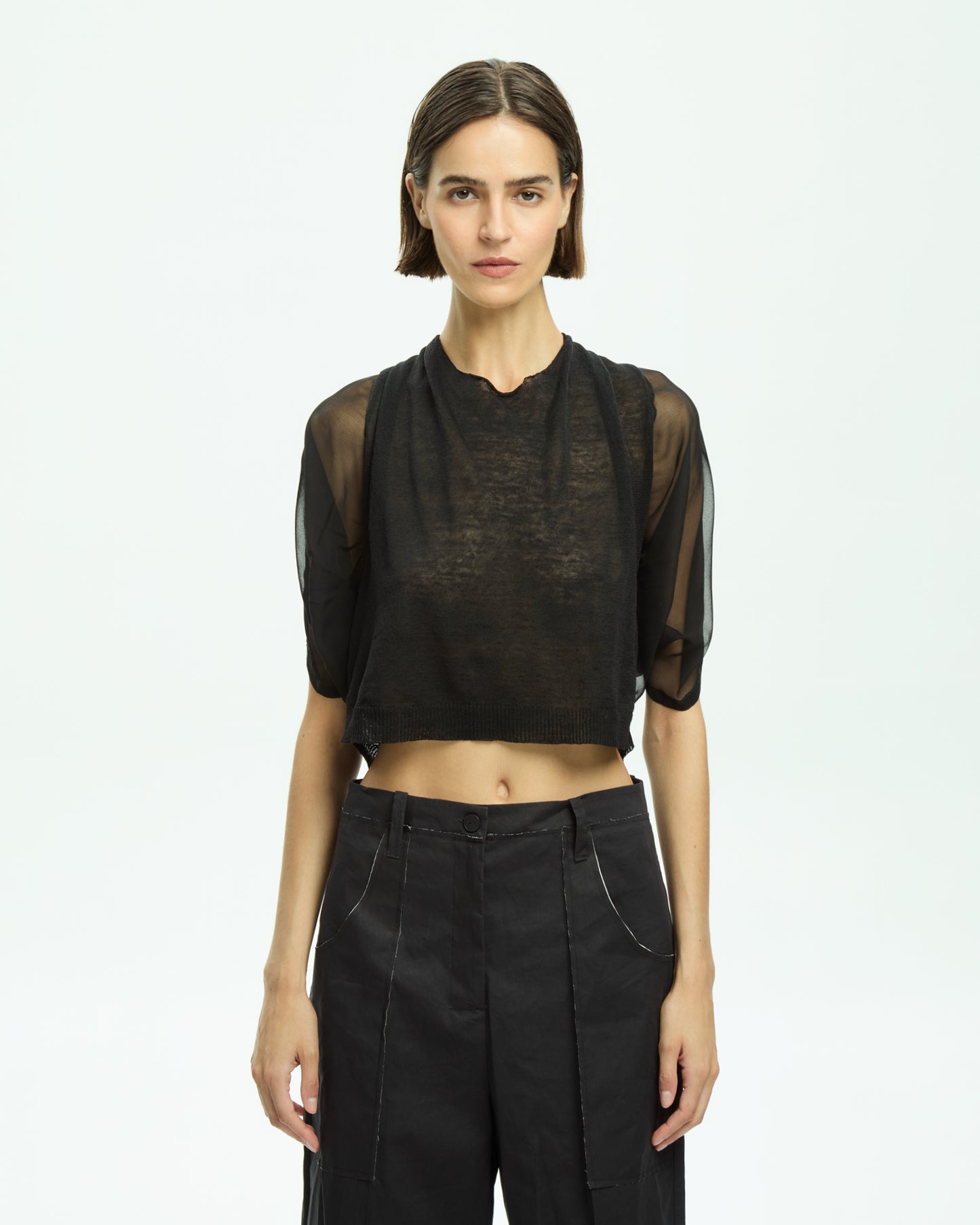 _MALLONI Top cropped NERO