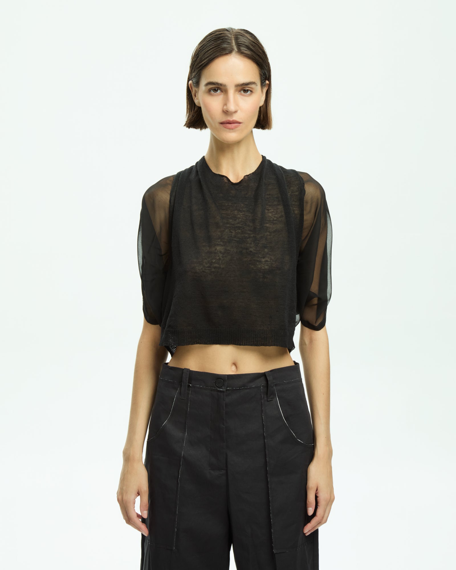 _MALLONI Top cropped NERO