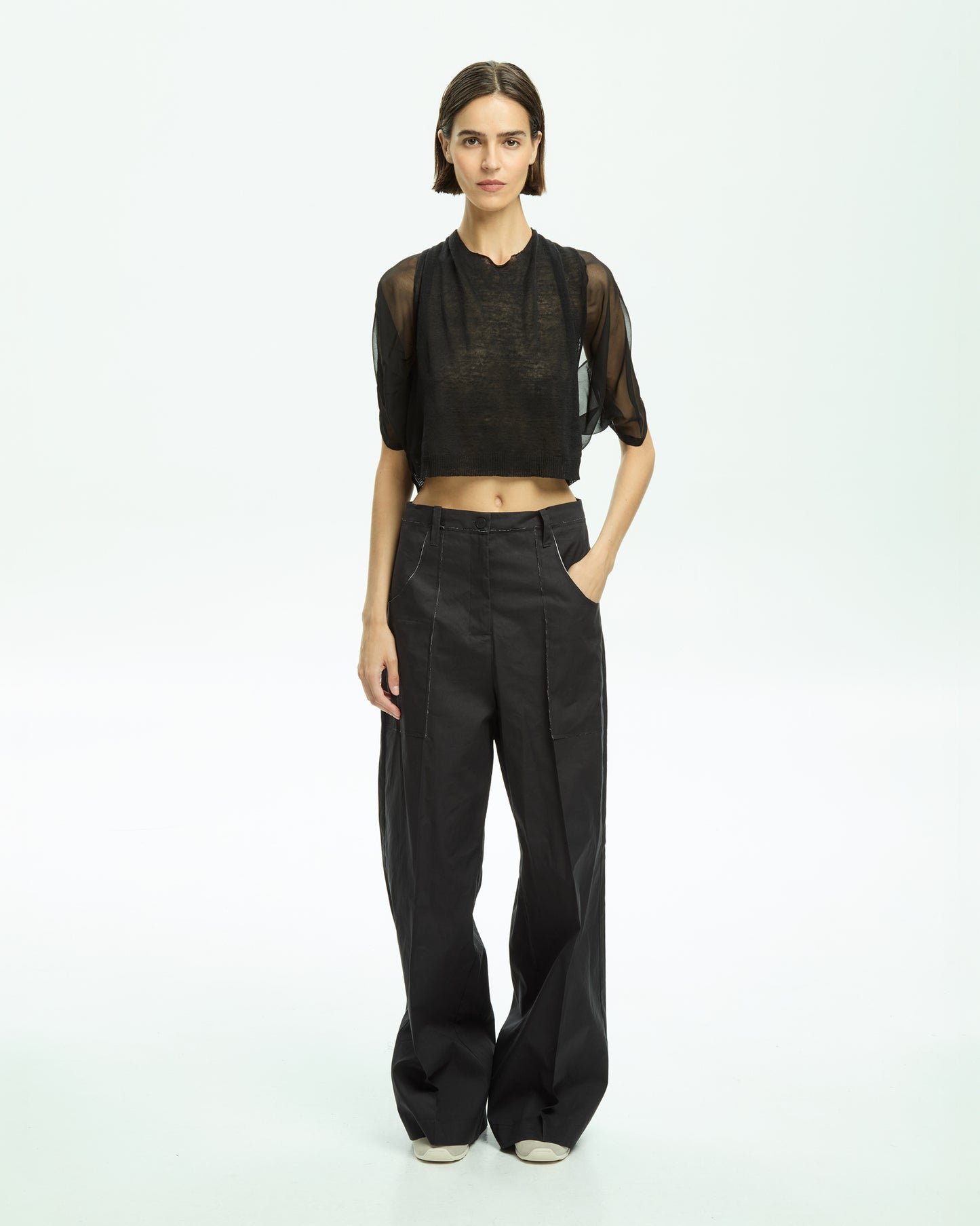 _MALLONI Top cropped NERO