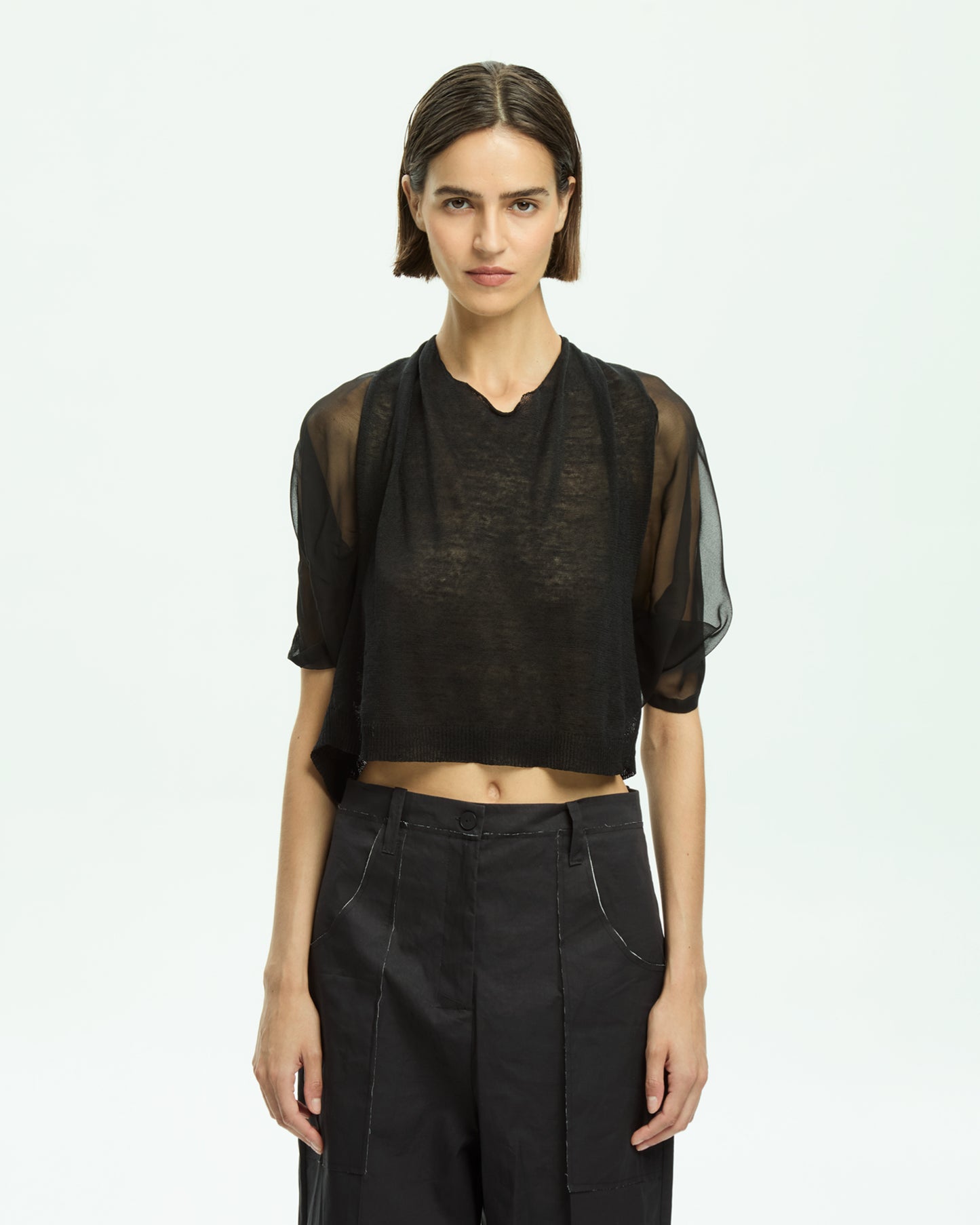 _MALLONI Top cropped NERO