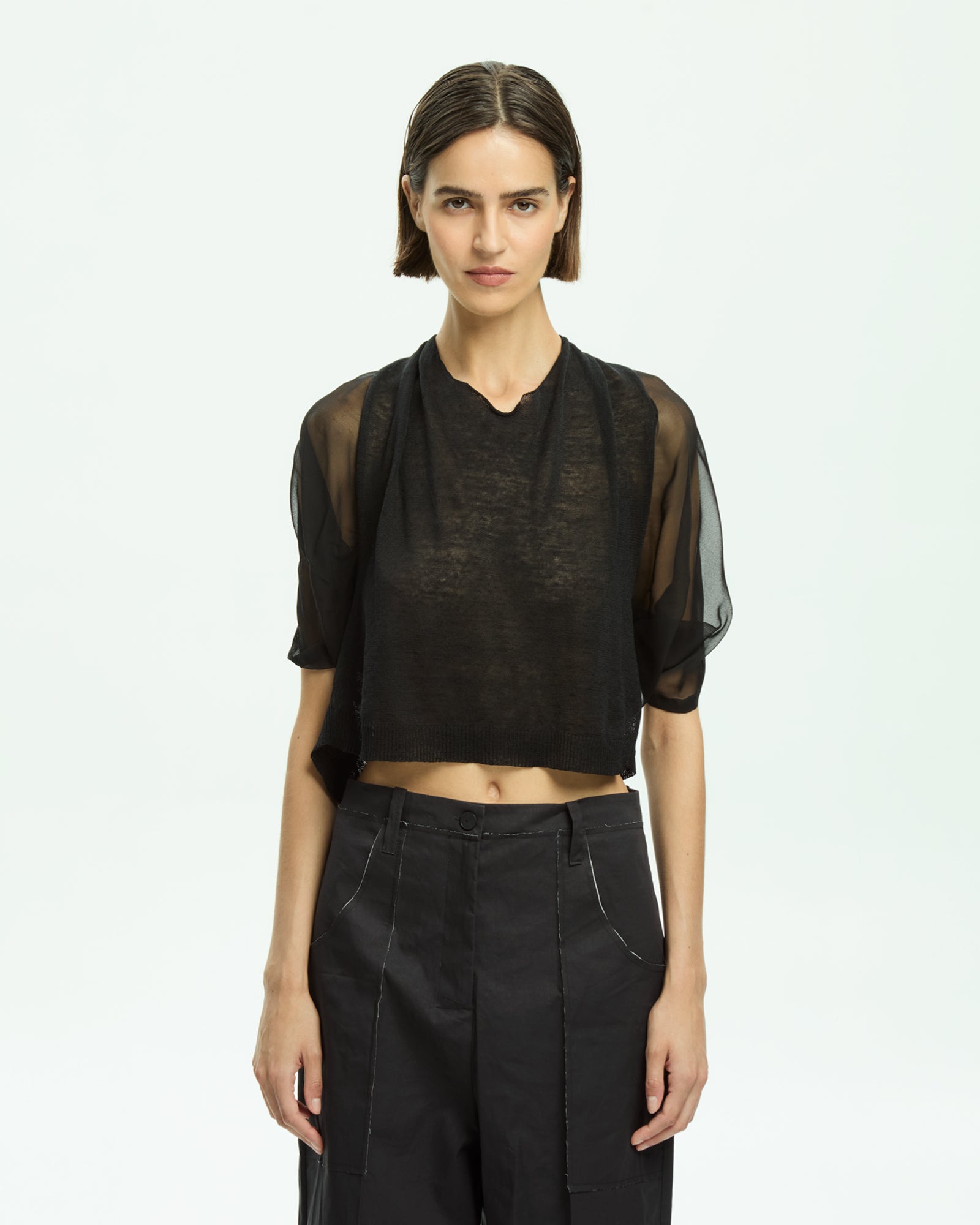 _MALLONI Top cropped NERO