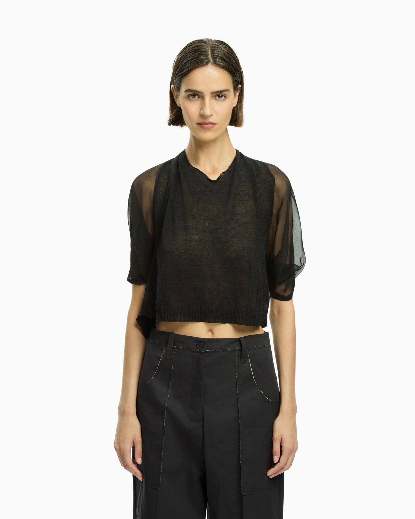 _MALLONI Top cropped NERO