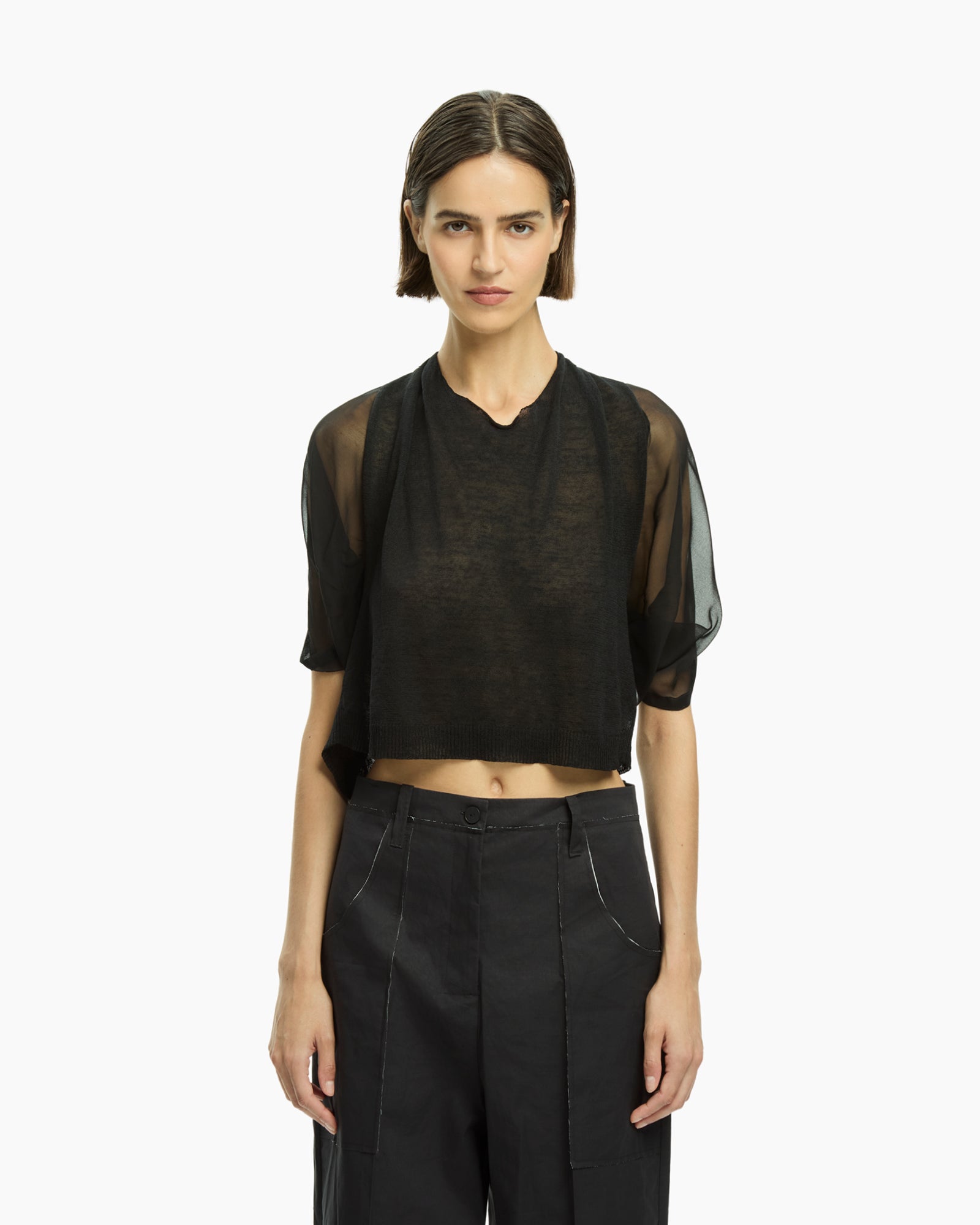 _MALLONI Top cropped NERO