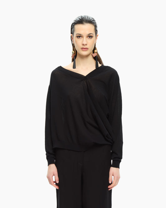 _MALLONI Maglia con scollo a V NERO