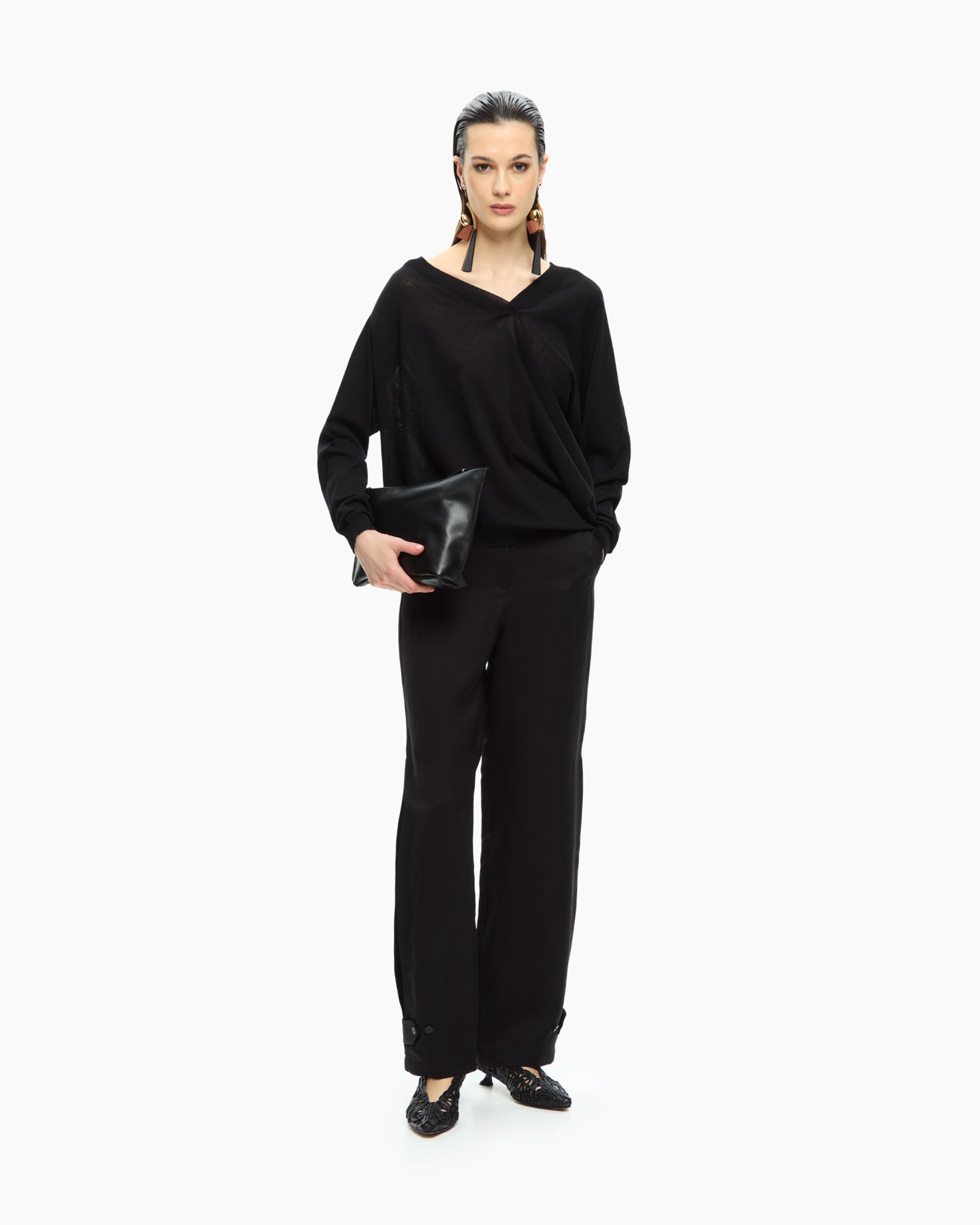 _MALLONI Maglia con scollo a V NERO