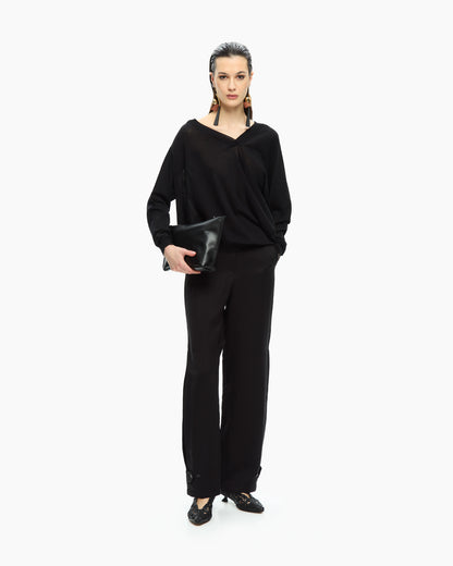 _MALLONI Maglia con scollo a V NERO