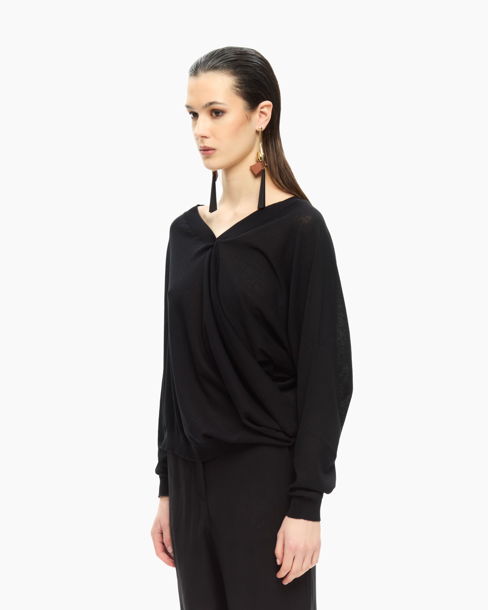 _MALLONI Maglia con scollo a V NERO