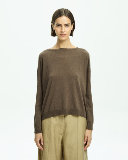 _MALLONI Maglia con scollo ampio MARRONE
