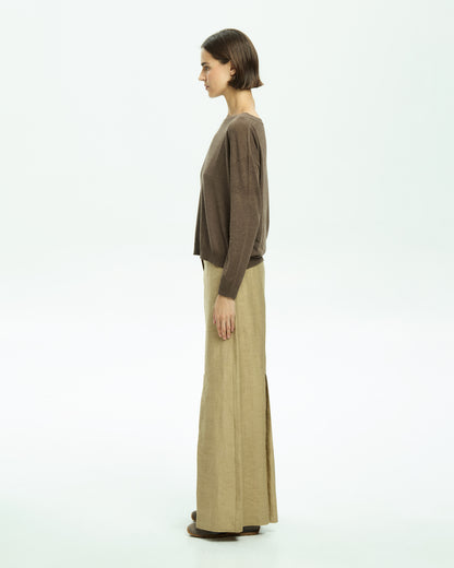 _MALLONI Maglia con scollo ampio MARRONE