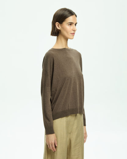 _MALLONI Maglia con scollo ampio MARRONE
