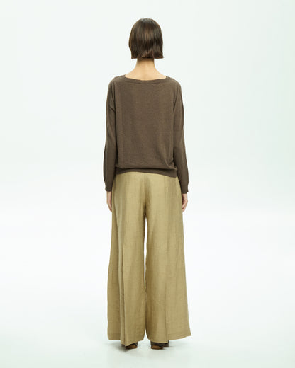 _MALLONI Maglia con scollo ampio MARRONE