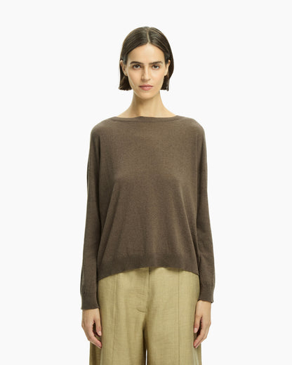 _MALLONI Maglia con scollo ampio MARRONE