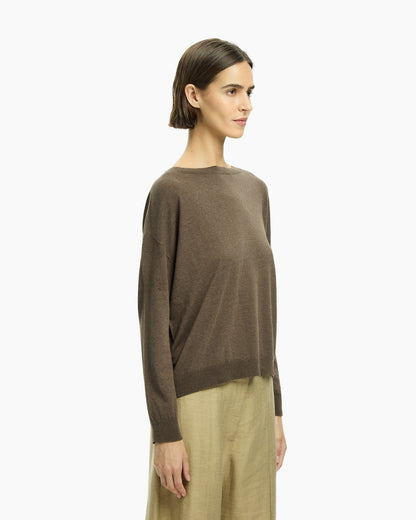 _MALLONI Maglia con scollo ampio MARRONE