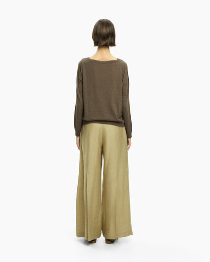 _MALLONI Maglia con scollo ampio MARRONE