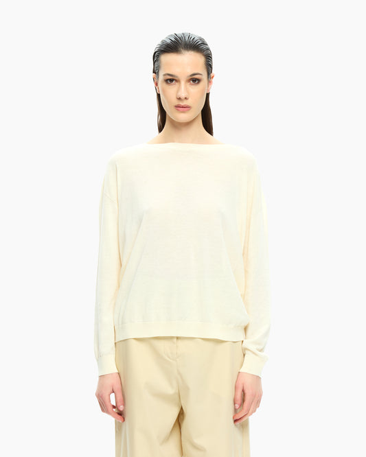 _MALLONI Maglia con scollo ampio BEIGE