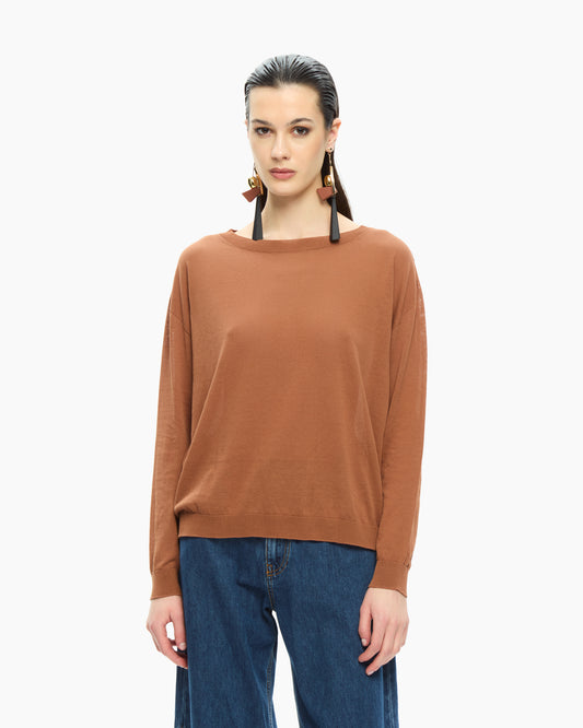 _MALLONI Maglia con scollo ampio ARANCIONE