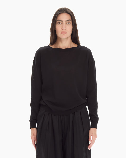 _MALLONI Maglia con scollo ampio NERO