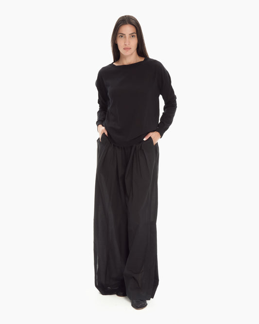 _MALLONI Maglia con scollo ampio NERO