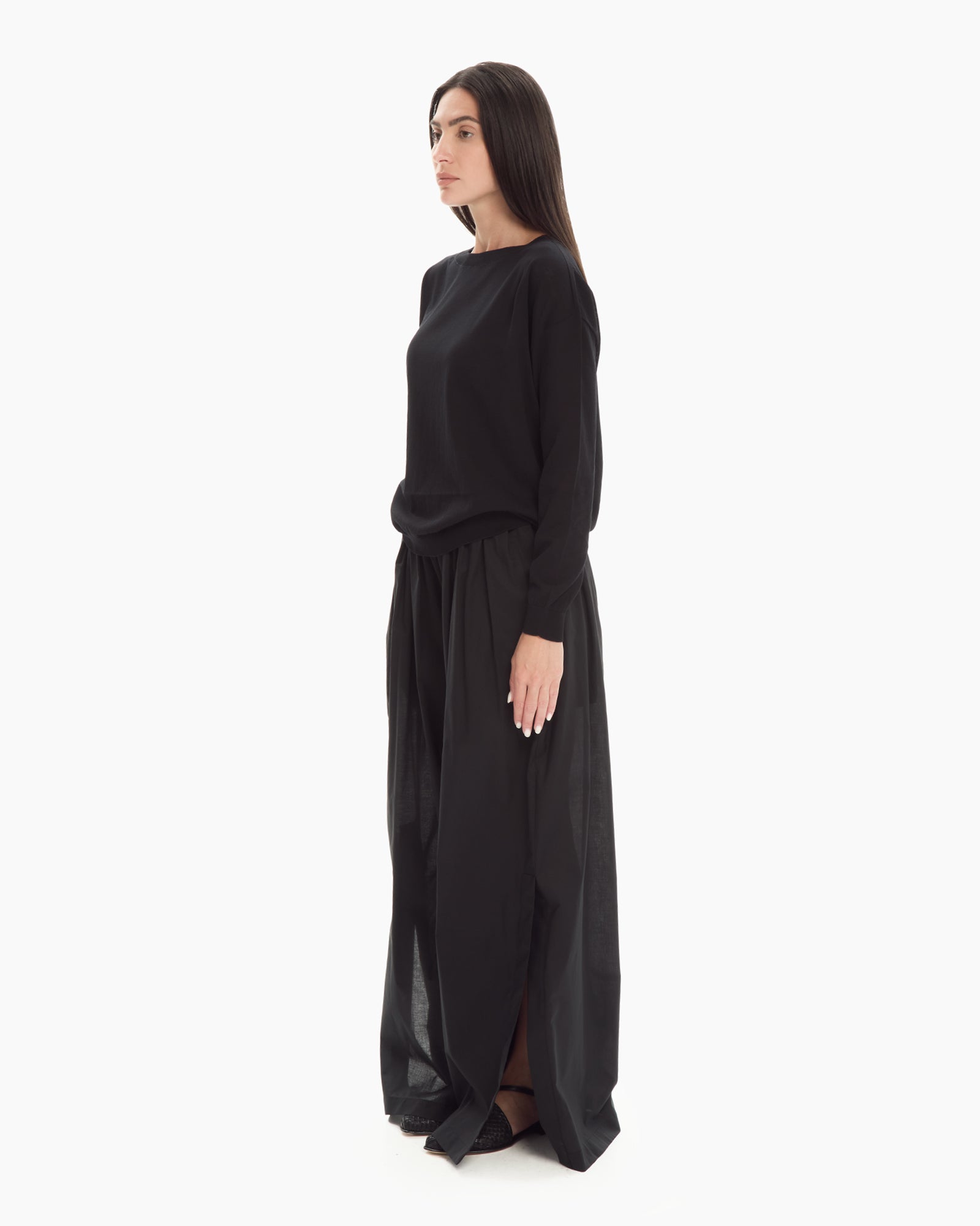 _MALLONI Maglia con scollo ampio NERO