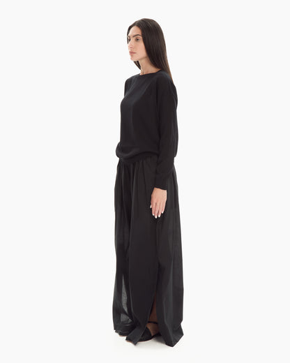 _MALLONI Maglia con scollo ampio NERO