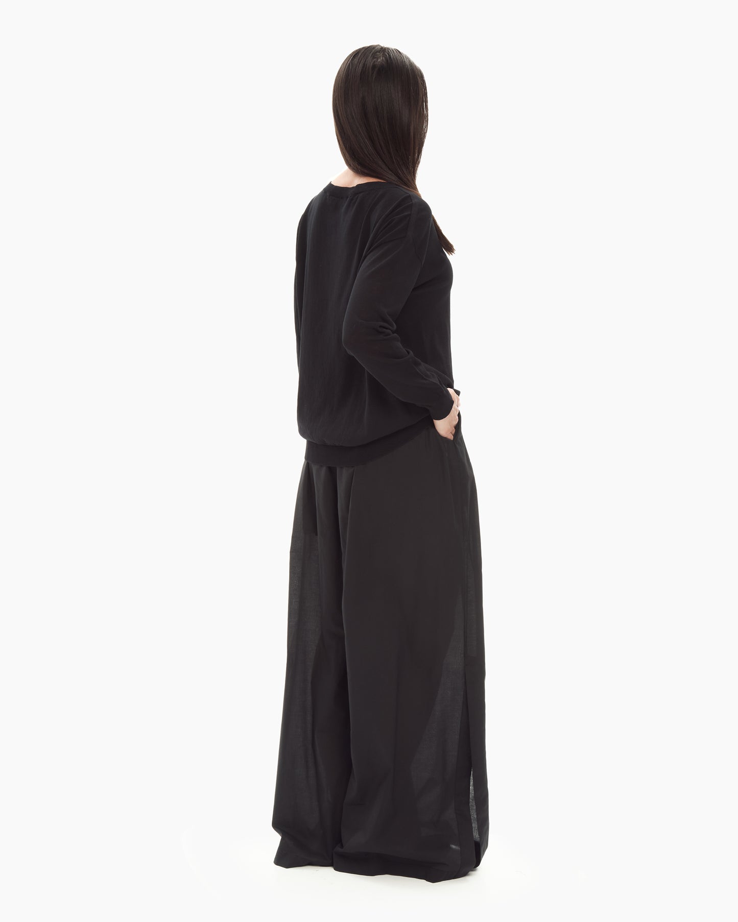 _MALLONI Maglia con scollo ampio NERO