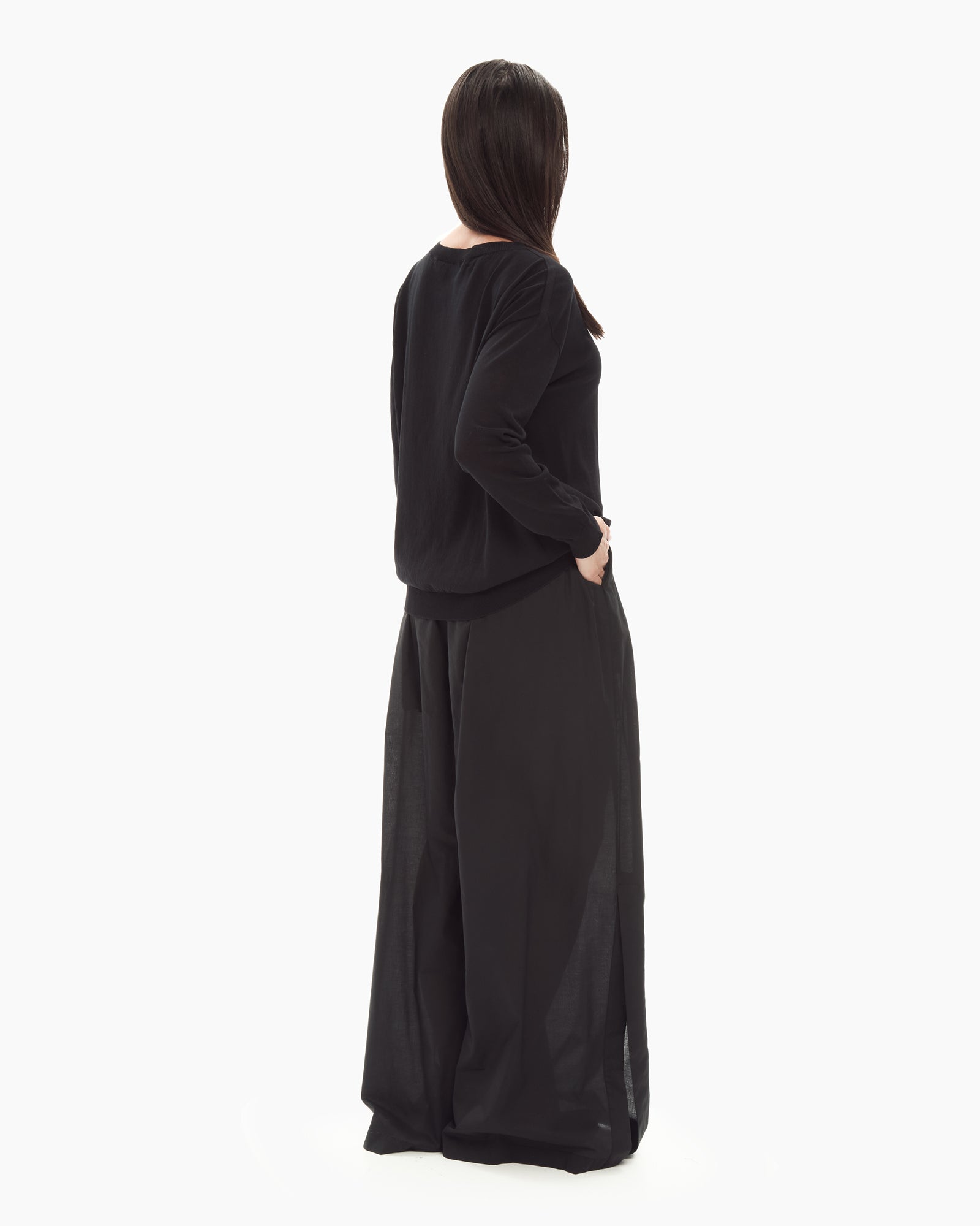 _MALLONI Maglia con scollo ampio NERO