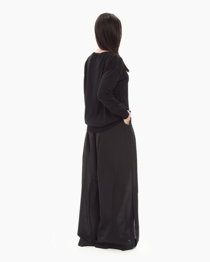 _MALLONI Maglia con scollo ampio NERO
