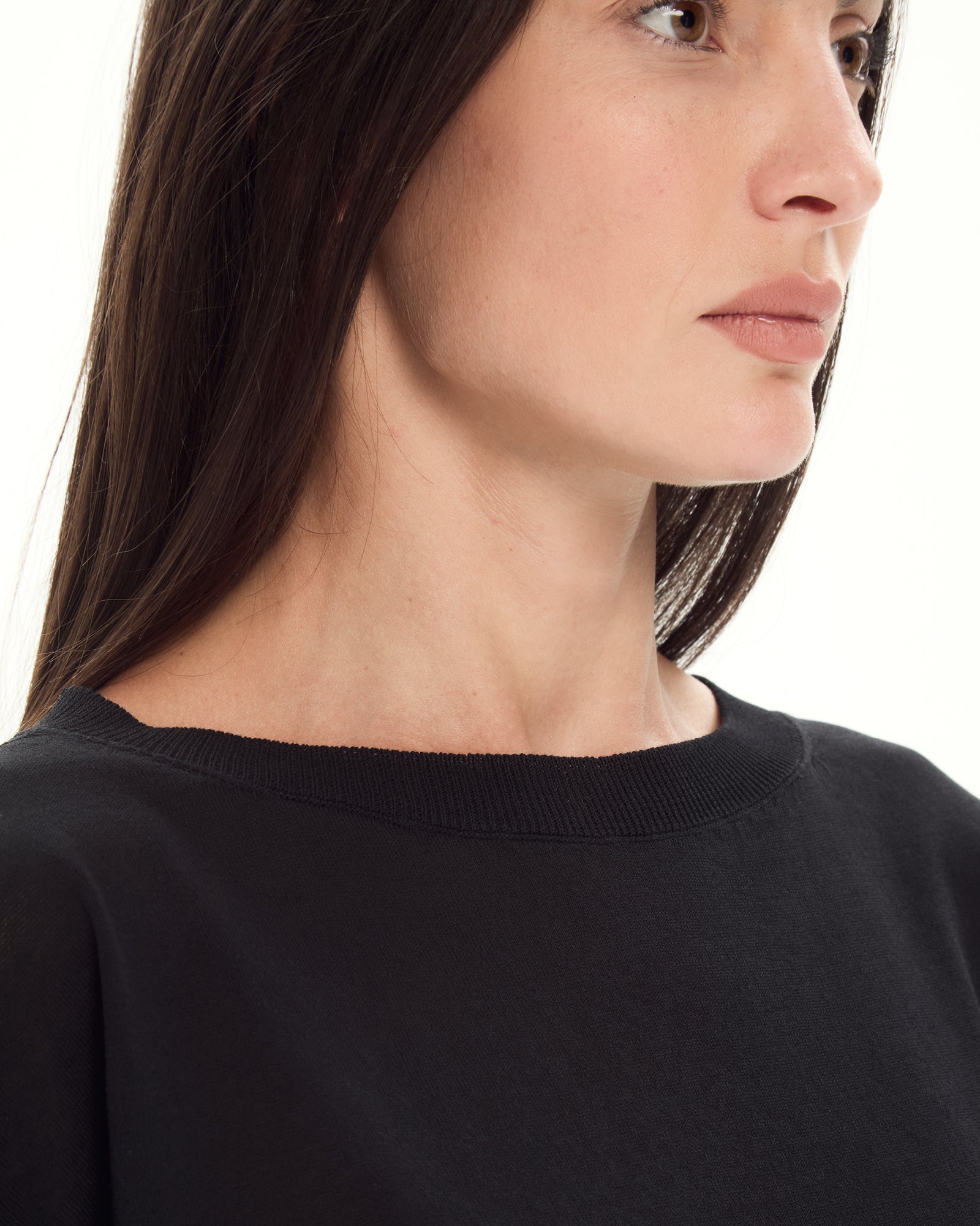 _MALLONI Maglia con scollo ampio NERO