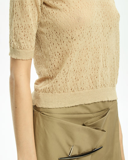 _MALLONI Top con maniche a tre quarti BEIGE