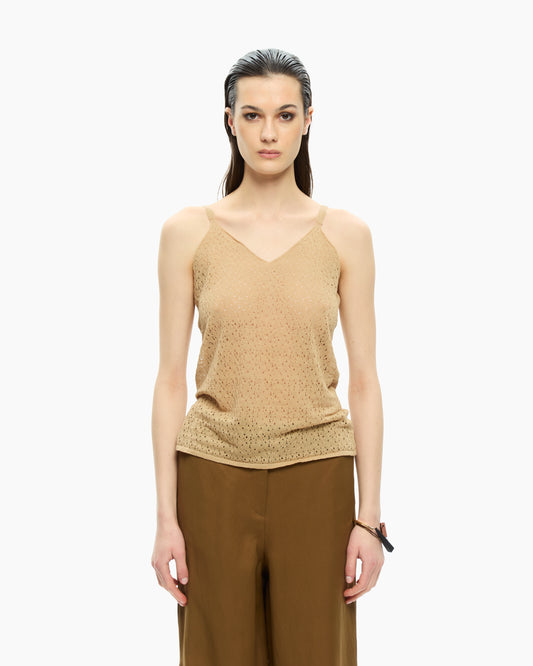 _MALLONI Top con scollo a V BEIGE