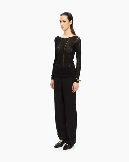 _MALLONI Maglia con scollo ampio NERO