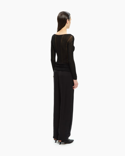 _MALLONI Maglia con scollo ampio NERO