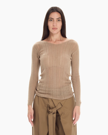 _MALLONI Maglia con scollo ampio BEIGE