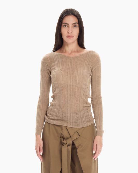 _MALLONI Maglia con scollo ampio BEIGE