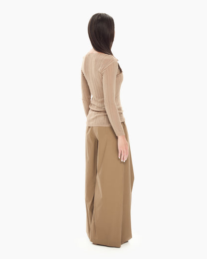 _MALLONI Maglia con scollo ampio BEIGE