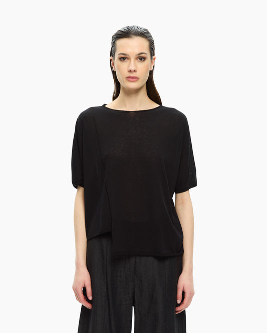 _MALLONI Top asimmetrico NERO