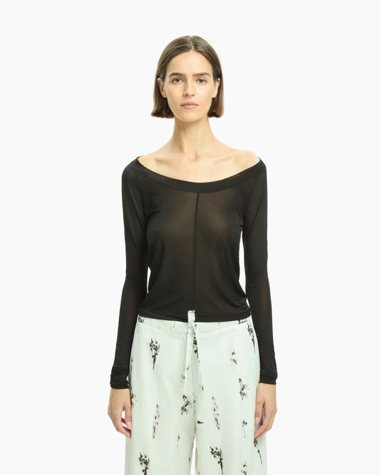 _MALLONI Maglia con scollo a barca NERO